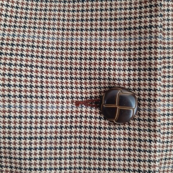 PURE Alfred Sung Plaid Houndstooth Blazer Jacket Tan Cream Sz S - Picture 6 of 15